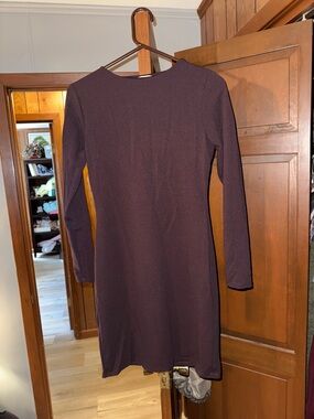 H&M Long-Sleeve Shift Dress in Plum